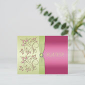 緑とピンクのR.S.V.P.ポストカード インビテーションポストカード (スタンド正面)