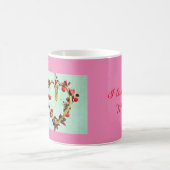 緑とピンクカラフルの母の日ハート コーヒーマグカップ (中央)