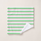 緑とピンクストライプのパタスタイリッシューンモダン、 バスタオルセット (ウォッシュタオル)