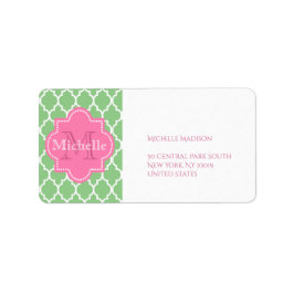 緑とピンクパーソナライズされた ラベル