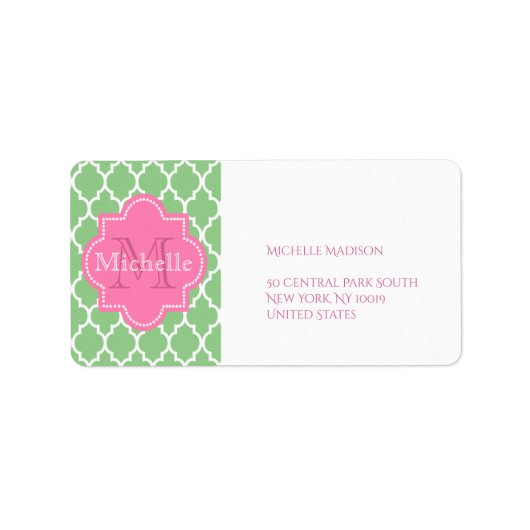 緑とピンクパーソナライズされた ラベル (正面)