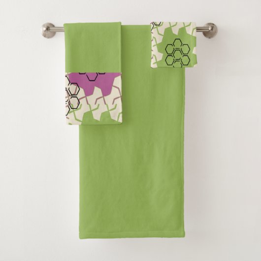 緑とピンク六角 バスタオルセット (インサイチュ)
