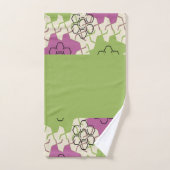 緑とピンク六角 バスタオルセット (ハンドタオル)