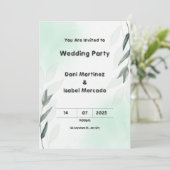 緑とピンク結婚の 招待状 (スタンド正面)