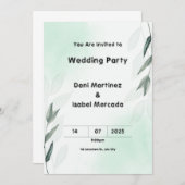 緑とピンク結婚の 招待状 (正面/裏面)