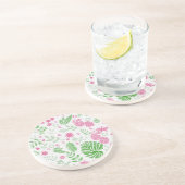 緑とピンク葉の花 コースター (側面)