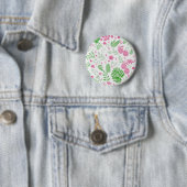 緑とピンク葉の花 缶バッジ (インサイチュ)