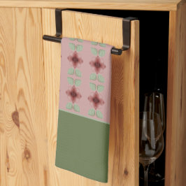 緑とピンク キッチンタオル