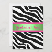 緑とピンク、ゼブラ卒業パーティー招待状 招待状 (裏面)