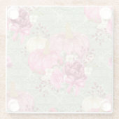 緑とピンク&金ゴールド秋のカボチャ&花 ガラスコースター (裏面)