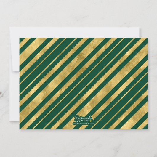 緑とフェイク金ゴールド幾何学的フォトグラッドパーティー 招待状 (裏面)