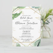 緑とフェイク金ゴールド水モダン色 招待状 (スタンド正面)