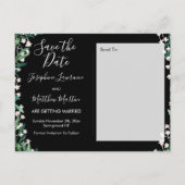 緑とフロート水彩黒日付を保存 案内ポストカード (裏面)