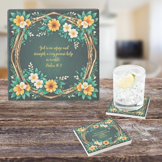 緑とフローラのリースのカスタマイズ ストーンコースター