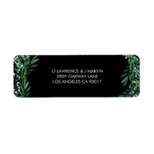 緑とフローレット水彩ブラック