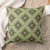 緑とブロンズのダイヤモンドバーストパターン クッション (ブランケット)
