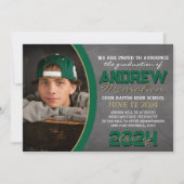 緑とブロンズの黒板の卒業発表 招待状 (正面)