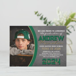 緑とブロンズの黒板の卒業発表 招待状