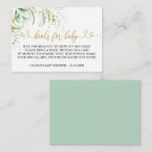 緑とベビーの赤ちゃんシャワー用の本 エンクロージャーカード (正面/裏面)