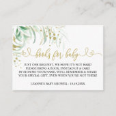 緑とベビーの赤ちゃんシャワー用の本 エンクロージャーカード (正面)