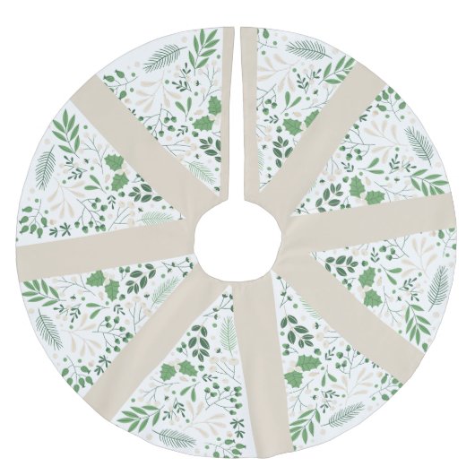 緑とベージュのクリスマスツリースカート | ホエレガントル ブラッシュドポリエステルツリースカート (正面)