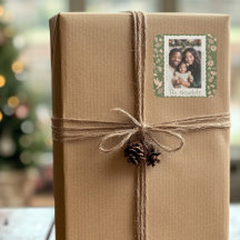 緑とベージュのフォークアートクリスマスフォト