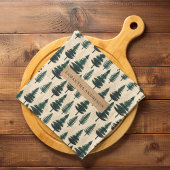 緑とベージュの常緑ヴィンテージ松 キッチンタオル