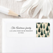 緑とベージュの常緑ヴィンテージ松 ラベル (インサイチュ)