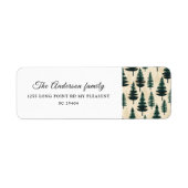 緑とベージュの常緑ヴィンテージ松 ラベル (正面)