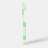 緑とベージュの5つのストライプパターン iPhoneケース (左側面)