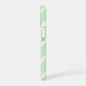 緑とベージュの5つのストライプパターン iPhone 16ケース (左側面)