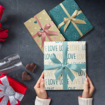 緑とベージュ愛するハートセット3