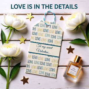 緑とベージュ愛のハート ギフトタグ