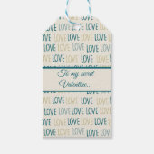 緑とベージュ愛のハート ギフトタグ (正面)