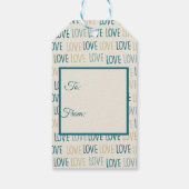 緑とベージュ愛のハート ギフトタグ (裏面)