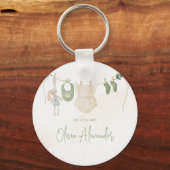 緑とベージュ繊細な水色ベビーシャワー キーホルダー (正面)