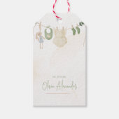 緑とベージュ繊細な水色ベビーシャワー ギフトタグ (正面)