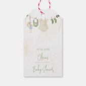 緑とベージュ繊細な水色ベビーシャワー ギフトタグ (裏面)