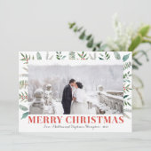 緑とホリーメリークリスマスフォトカード シーズンカード (スタンド正面)