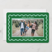緑とミントシンプルホタテのフォトフレーム シーズンカード (正面)