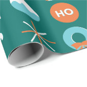 緑とモダンオレンジのクリスマスシンボルパターン ラッピングペーパー (ロールコーナー)