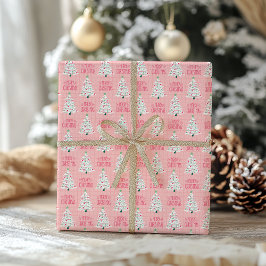 緑とモダンピンクのクリスマスラッピング紙 ラッピングペーパー