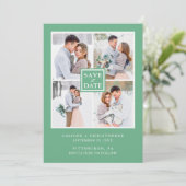 緑とモダン白の写真コラージュ日付を保存 (スタンド正面)