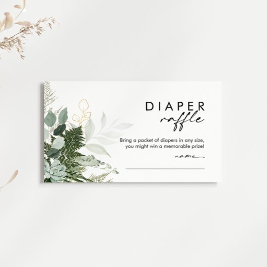 緑とモダン金ゴールドおむつラッフルベビーシャワー エンクロージャーカード