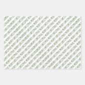 緑とモダン金ゴールドの聖降誕祭 ラッピングペーパーシート (正面)