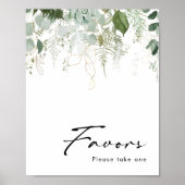 緑とモダン金ゴールドの赤ちゃんシャワーが好意サイン ポスター (正面)