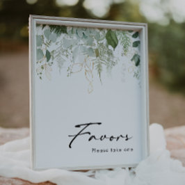 緑とモダン金ゴールドの赤ちゃんシャワーが好意サイン ポスター