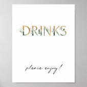 緑とモダン金ゴールドの赤ちゃんシャワー飲料の看板 ポスター (正面)