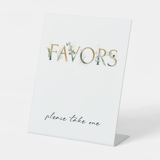 緑とモダン金ゴールドの赤ちゃんシャワー 台座サイン (正面)