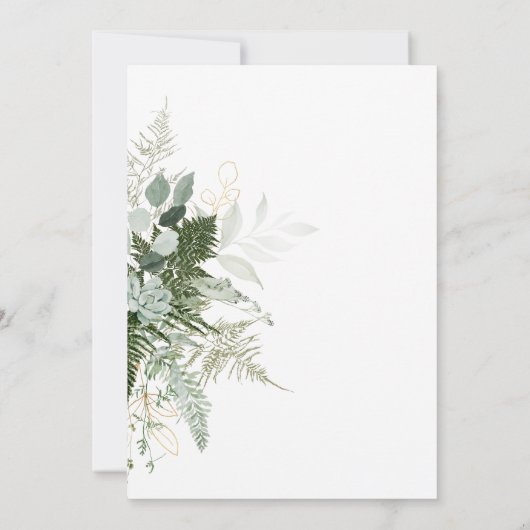 緑とモダン金ゴールドカップルの赤ちゃんシャワー 招待状 (裏面)